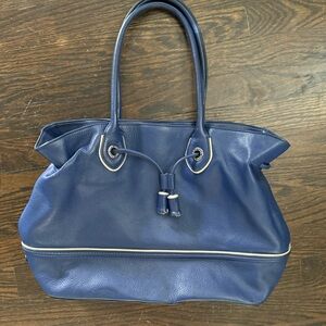 Cole Haan “Reiley” Large Summer Night Blue Leather Tote
